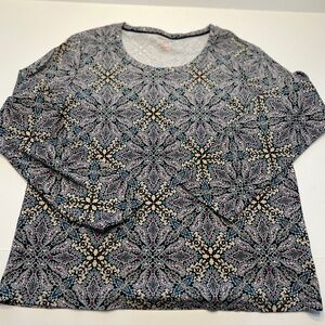 White Stag Womens Top Size XL 16/18 Multicolor Tee Long Sleeves Round N…